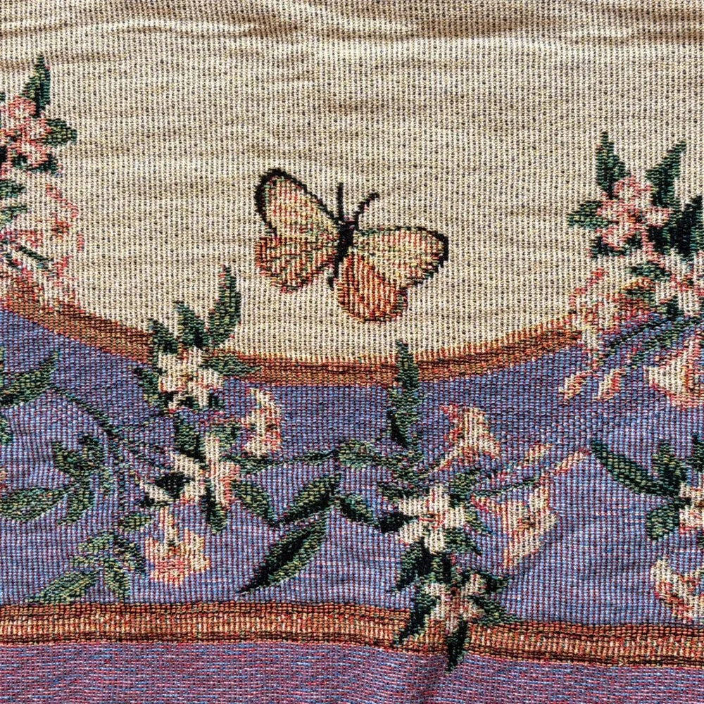 Memorial Woven Tapestry Throw Blanket Floral Butterfly Sympathy Remembrance Gift